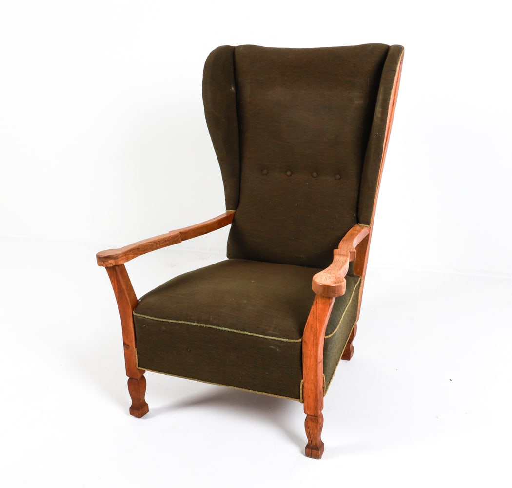 KJAERNULF STYLE OAK WINGBACK LOUNGE CHAIR 1960'S (1 of 15)