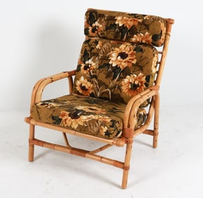 DANISH BAMBOO & RATTAN LOUNGE CHAIR C. 1950'S