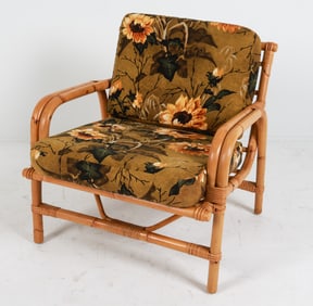DANISH BAMBOO & RATTAN LOUNGE CHAIR C. 1950'S