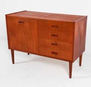 DANISH TEAK CHEST CABINET W/ DRY BAR C.1960'S
