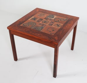 DANISH ROSEWOOD & CERAMIC COFFEE TABLE C. 1970'S