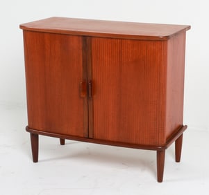 DANISH TEAK TAMBOUR CABINET C. 1950'S