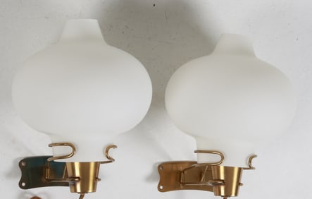 PAIR OF DANISH BRASS WALL SCONCES C. 1970'S