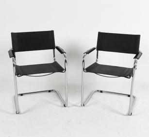 PAIR OF MATTEO GRASSI MG5 LEATHER DINING CHAIRS