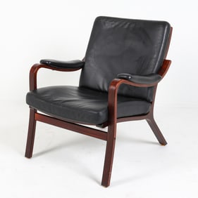 FARSTRUP DANISH BEECH & LEATHER LOUNGE CHAIR