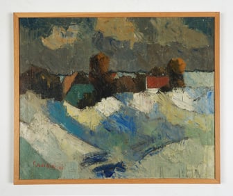 MID-CENTURY DANISH LANDSCAPE O/C PAINTING