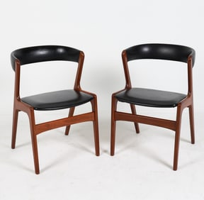 PAIR KAI KRISTIANSEN TEAK FIRE CHAIRS C. 1970'S