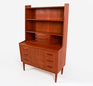 DANISH TEAK SECRETARY BOOKCASE C. 1970'S