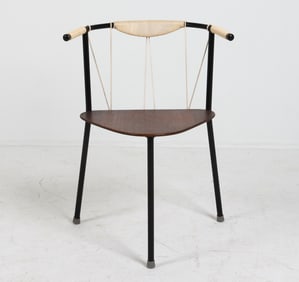 DANISH TEAK & IRON SIDE CHAIR C. 1960'S