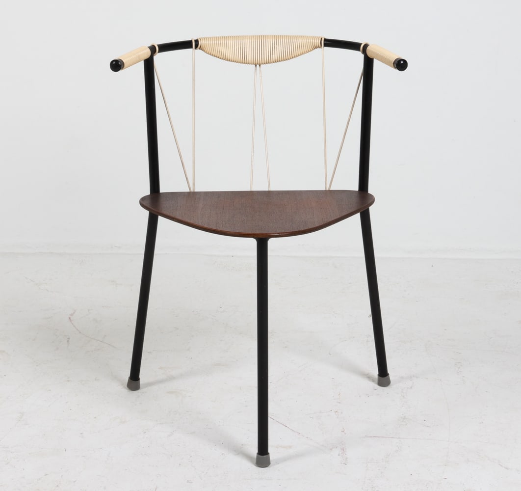 DANISH TEAK & IRON SIDE CHAIR C. 1960'S (1 of 14)