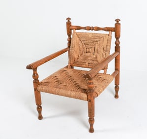 SWEDISH BEECH & SEAGRASS LOUNGE CHAIR C. 1960'S