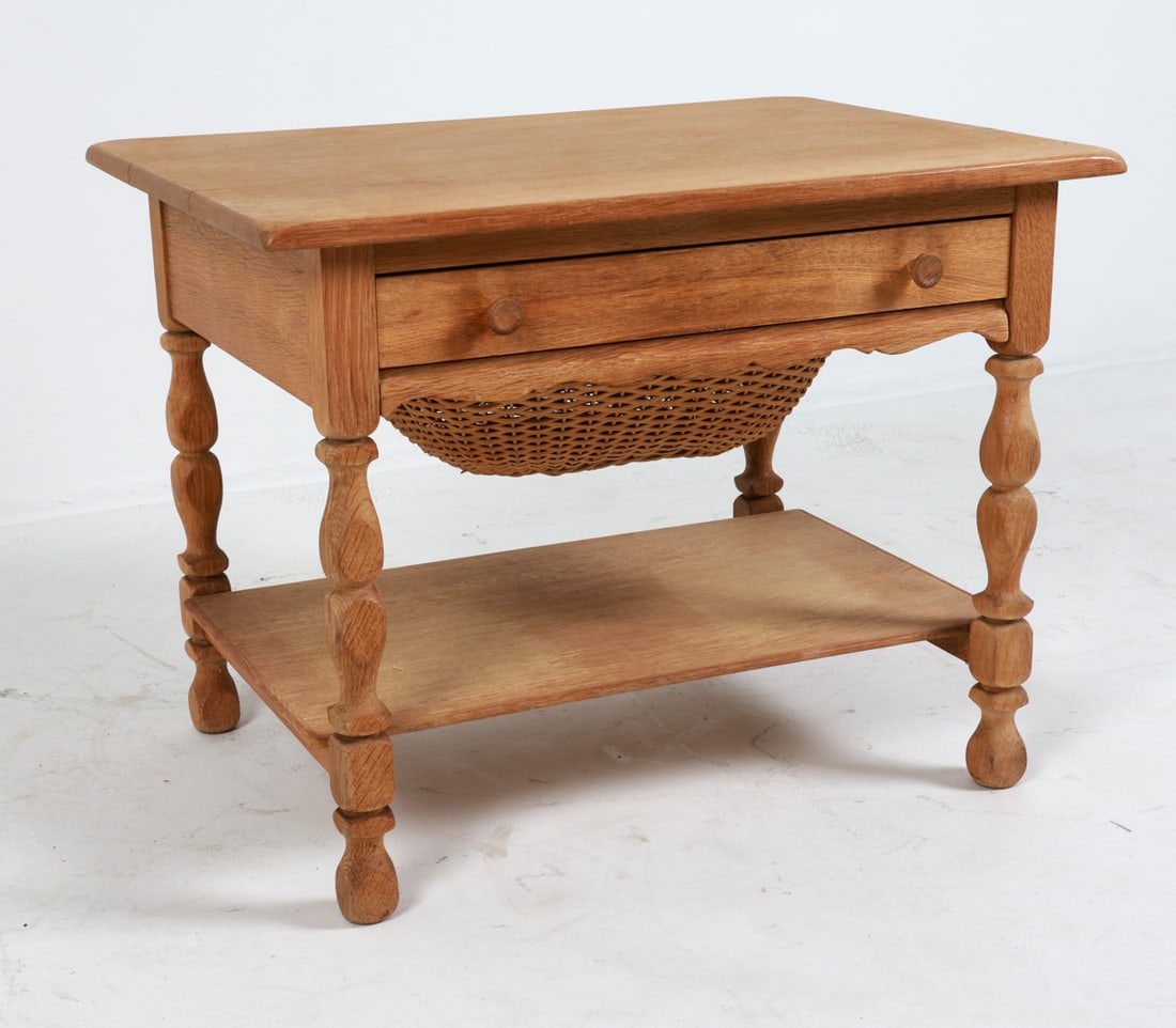 KJAERNULF STYLE DANISH OAK SEWING TABLE C. 1970'S (1 of 14)