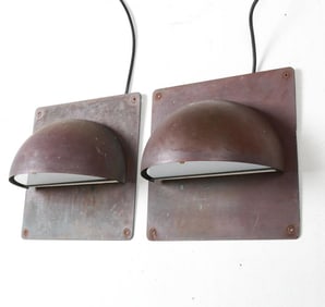 PAIR OF DANISH PATINATED COPPER SCONCES C. 1960'S