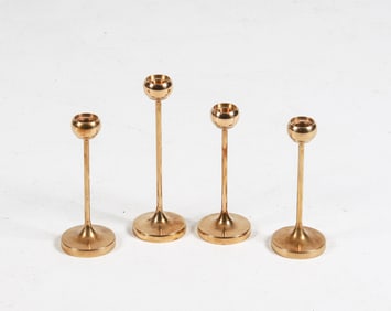 (4) SWEDISH BRASS CANDLESTICKS C. 1960'S