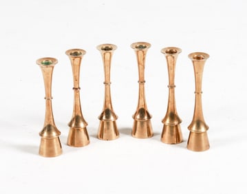 (6) JENS HARALD BRASS CANDLE STICKS C. 1960'S