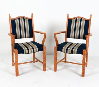 PAIR OF KJAERNULF STYLE OAK ARM CHAIRS C. 1970'S