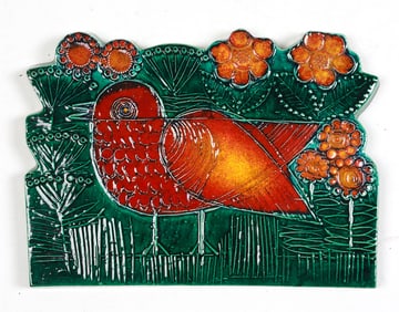 DANISH CERAMIC BIRD WALL SCULPTURE C. 1970'S