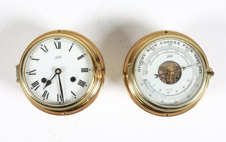 SCHATZ SHIP CLOCK & BAROMETER C. 1970'S