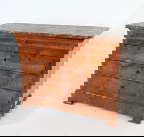 ANTIQUE 19TH C. BURLWOOD & MARBLE CHEST