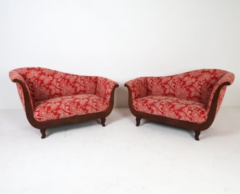 PAIR OF FRENCH EMPIRE STYLE MAHOGANY SETTEES