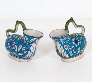 PAIR OF MULTAN INDIAN POTTERY PITCHERS