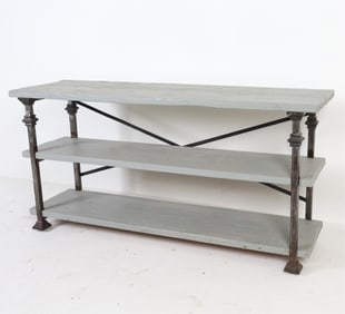 CONTEMPORARY IRON AND WOOD CONSOLE ETAGERE