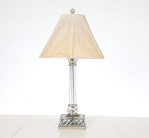 VINTAGE BACCARAT STYLE CRYSTAL GLASS TABLE LAMP