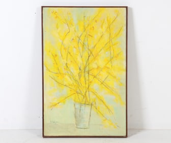 T. ADDISON - YELLOW ABSTRACT STILL LIFE O/C