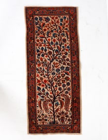 VINTAGE PERSIAN PICTORIAL TREE WOOL RUG