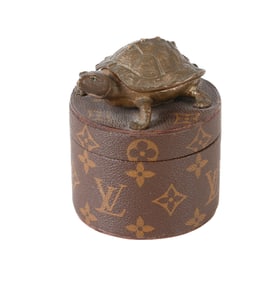 LOUIS VUITTON ROUND LEATHER TURTLE TRINKET BOX