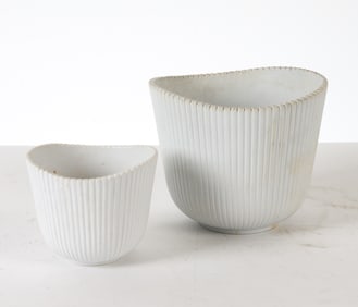 PAIR SWEDISH LINDENBERG GUSTAVSBERG CERAMIC VASES