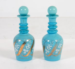 PAIR OF ANTIQUE GLASS DECANTERS