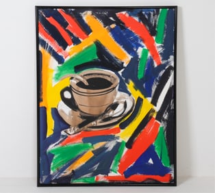 ABSTRACT COFFEE CUP O/C PAINTING C. 1980'S
