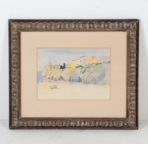 MURIEL ROSE - BEACH SCENE WATERCOLOR