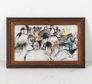 ABSTRACT FIGURES MIXED MEDIA ON BOARD