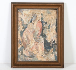 MID-CENTURY ABSTRACT FIGURES O/B PAINTING