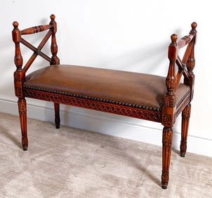 THEODORE ALEXANDER FRENCH STYLE MAHOGANY BENCH