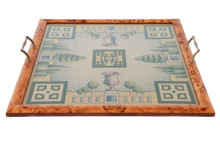 BURL & NEEDLEWORK SERVING TRAY