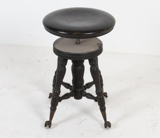 ANTIQUE OAK PIANO STOOL 19TH C.