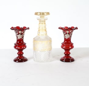 GROUPING OF BOHEMIAN GLASS INCL. VASES
