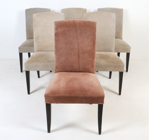 (6) CONTEMPORARY SUEDE DINING SLIPPER CHAIRS