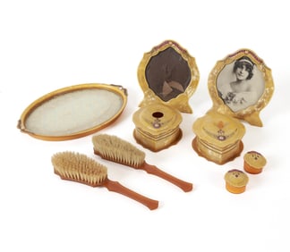 ANTIQUE CELLULOID VANITY GROUPING
