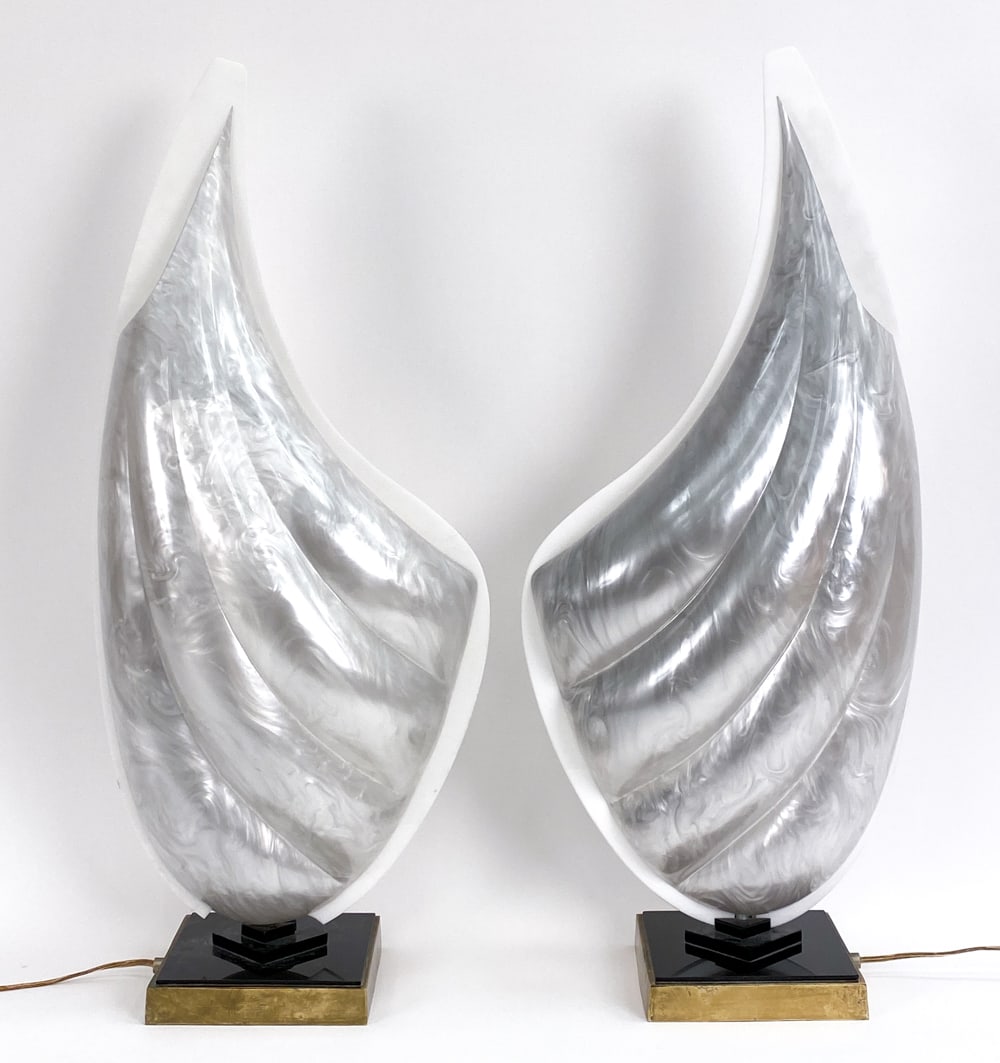 PAIR OF ROGER ROUGIER CLAM SHELL TABLE LAMPS (1 of 19)
