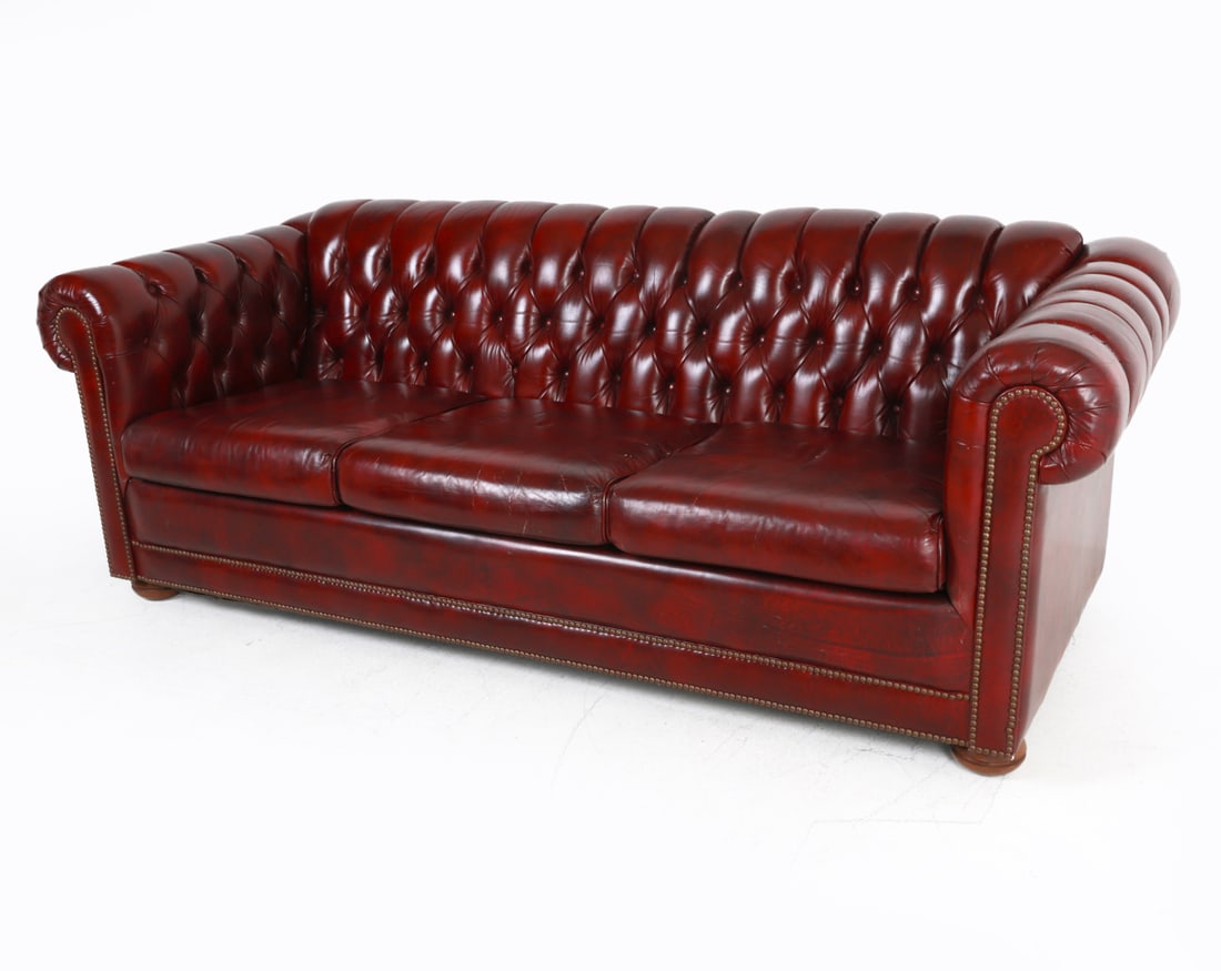 CHESTERFIELD LEATHER SOFA C. 1970'S