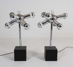 PAIR OF ATOMIC CHROME LAMPS C. 1970'S