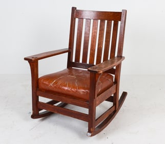 L & JG STICKLEY MISSION OAK ROCKING CHAIR