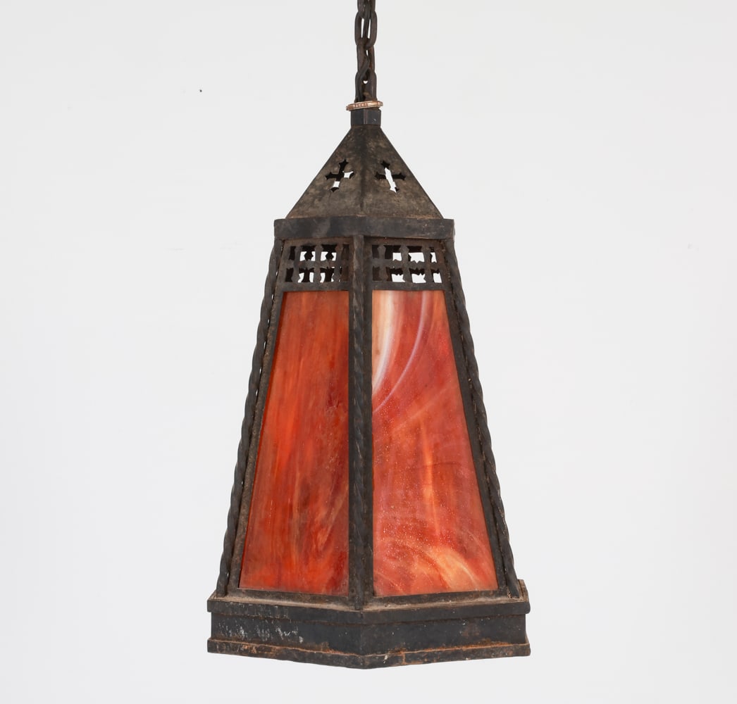 GOTHIC STYLE IRON & GLASS PENDANT LIGHT (1 of 15)