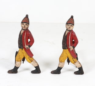 PAIR 19TH C. HESSIAN SOLDIER ANDIRONS