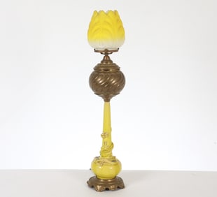 VICTORIAN CHINOISERIE STYLE OIL LAMP