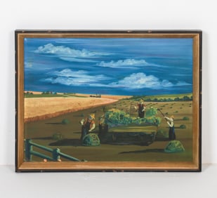 PRIMITIVE STYLE FARMING LANDSCAPE O/B